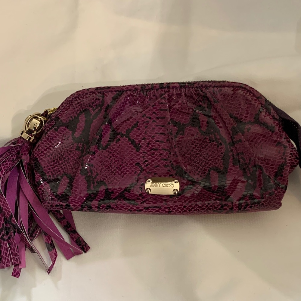 Vintage Jimmy Choo Snakeskin-Print Clutch